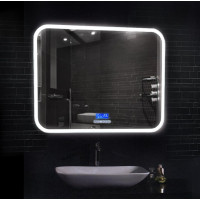 Зеркало в ванную комнату с подсветкой, часами и музыкой Армани